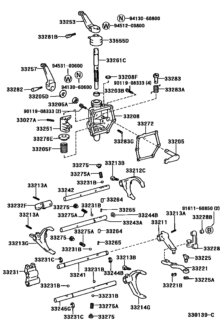 3307 — GEAR SHIFT FORK & LEVER SHAFT (MTM)