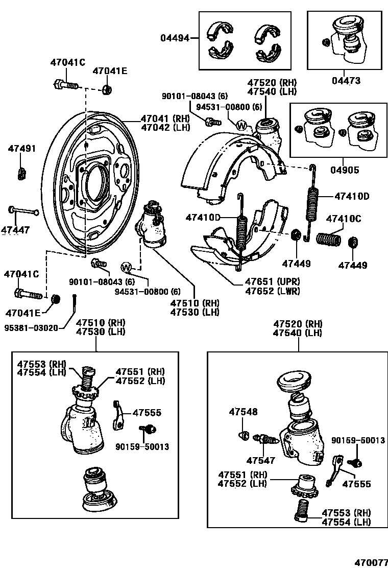 4704 — FRONT DRUM BRAKE WHEEL CYLINDER & BACKING PLATE