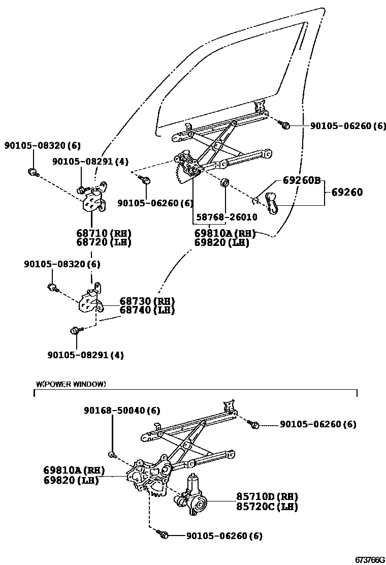 6754 — FRONT DOOR WINDOW REGULATOR & HINGE