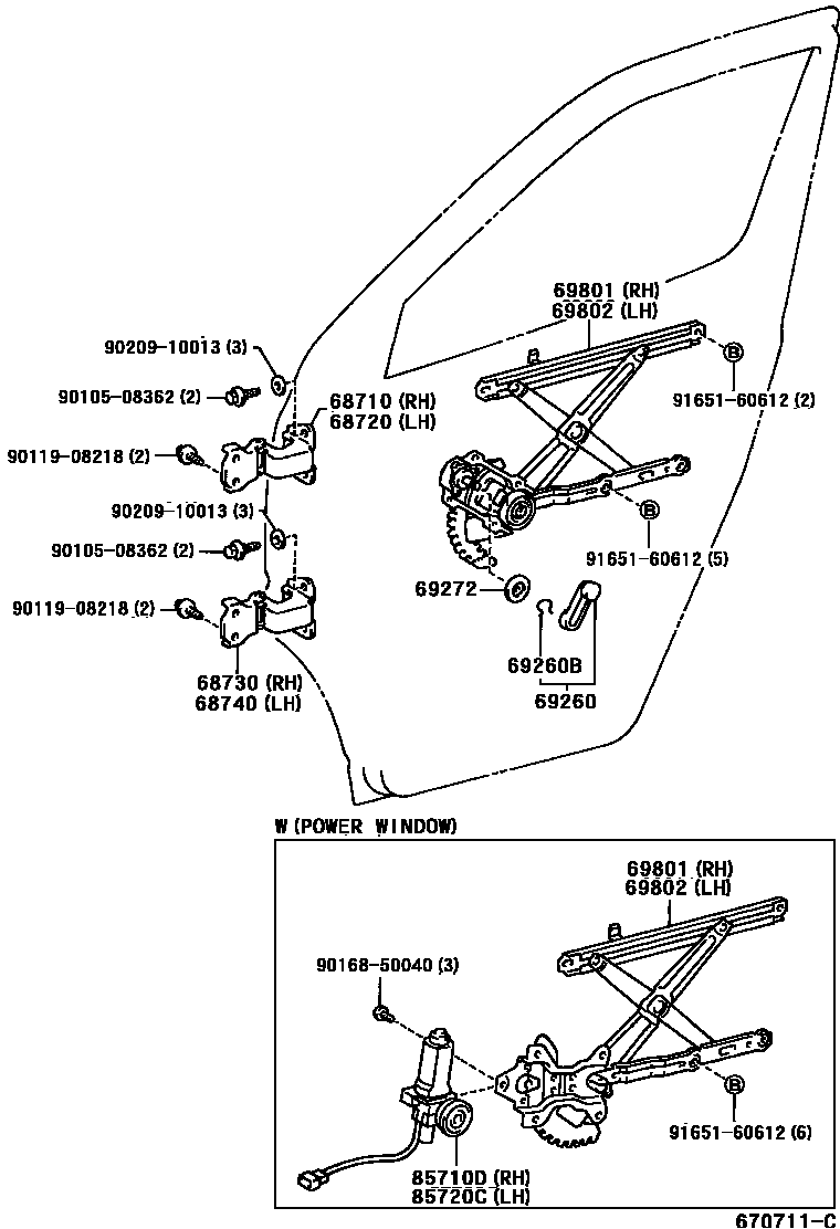 6754 — FRONT DOOR WINDOW REGULATOR & HINGE