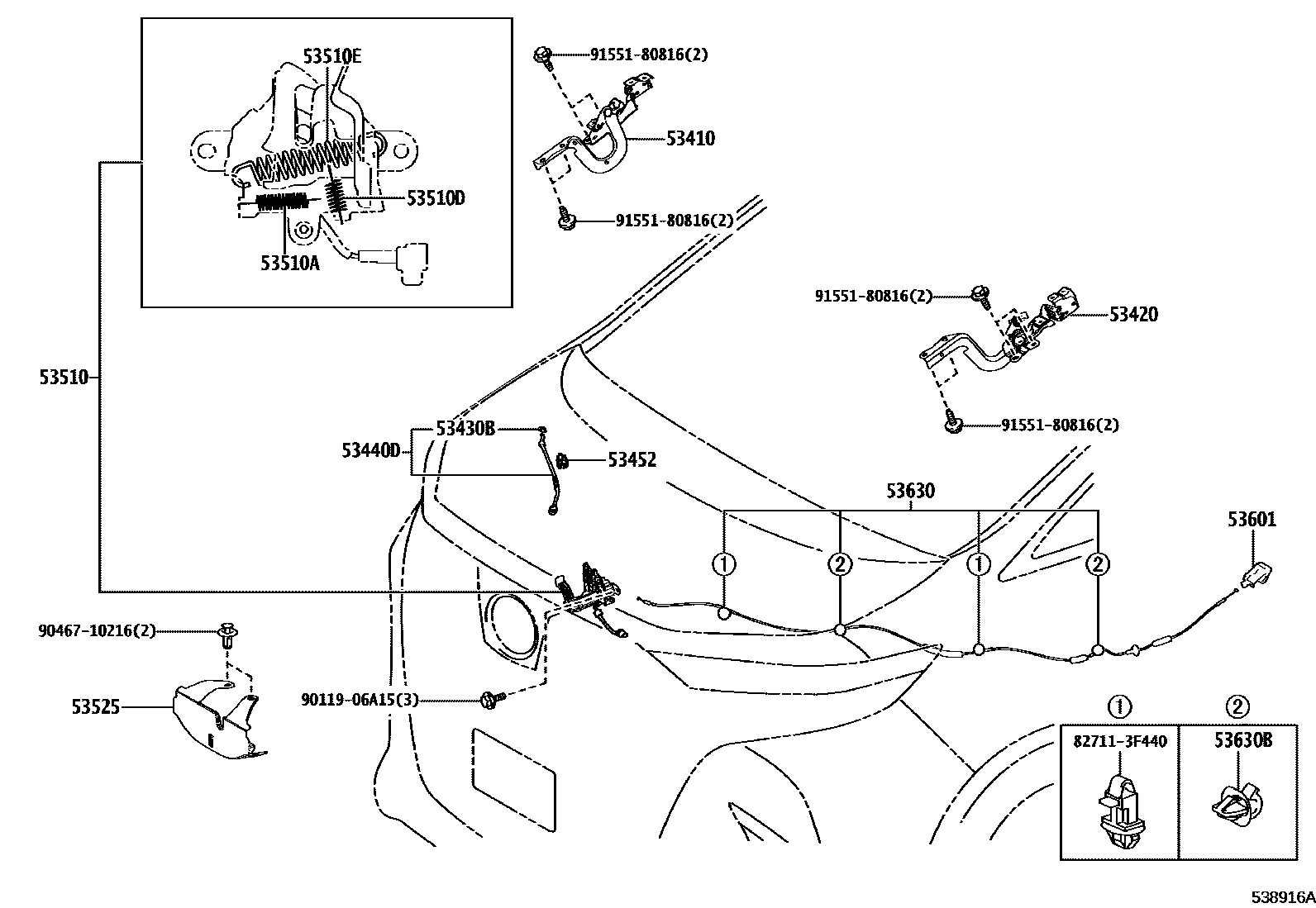 5354 — HOOD LOCK & HINGE