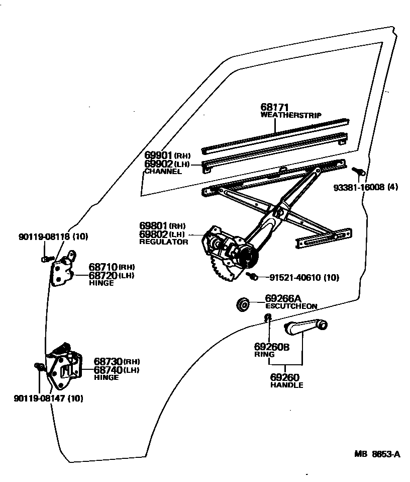 6754 — FRONT DOOR WINDOW REGULATOR & HINGE