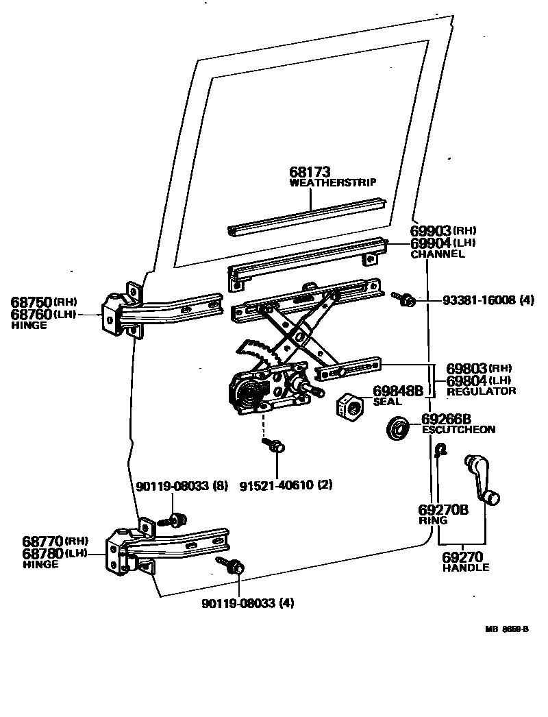 6757 — REAR DOOR WINDOW REGULATOR & HINGE