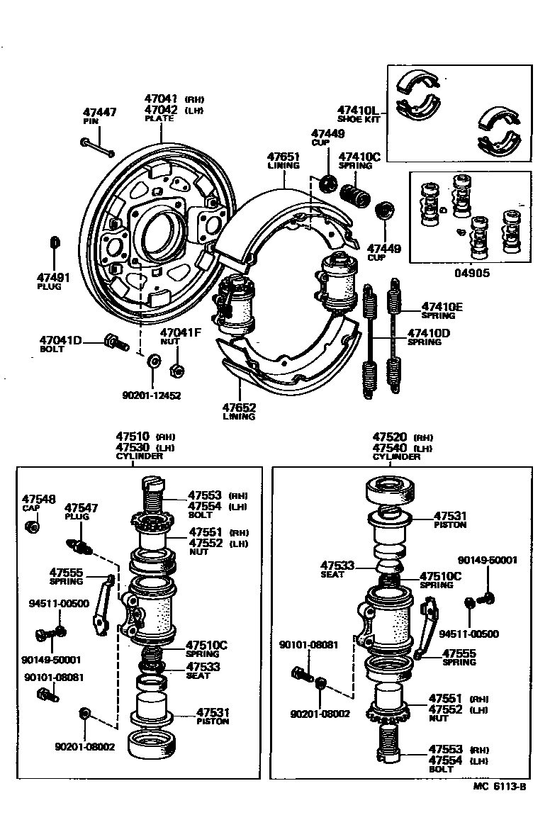 4704 — FRONT DRUM BRAKE WHEEL CYLINDER & BACKING PLATE