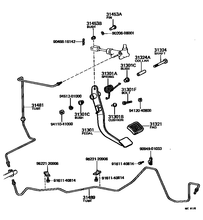 3102 — CLUTCH PEDAL & FLEXIBLE HOSE