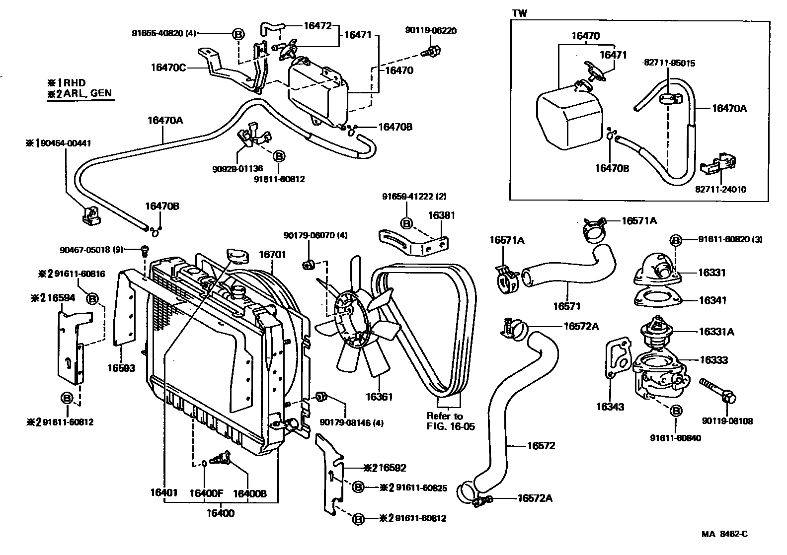 1603 — RADIATOR & WATER OUTLET