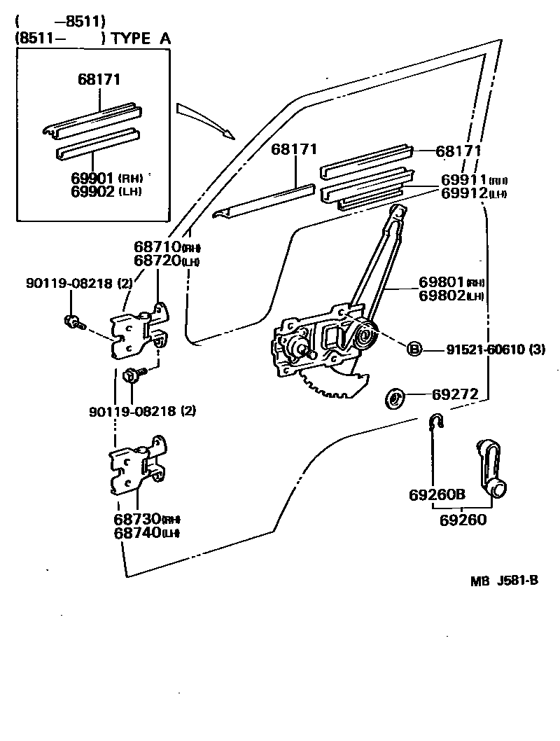 6754 — FRONT DOOR WINDOW REGULATOR & HINGE
