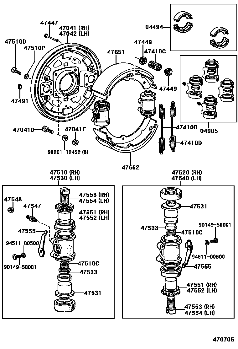4704 — FRONT DRUM BRAKE WHEEL CYLINDER & BACKING PLATE