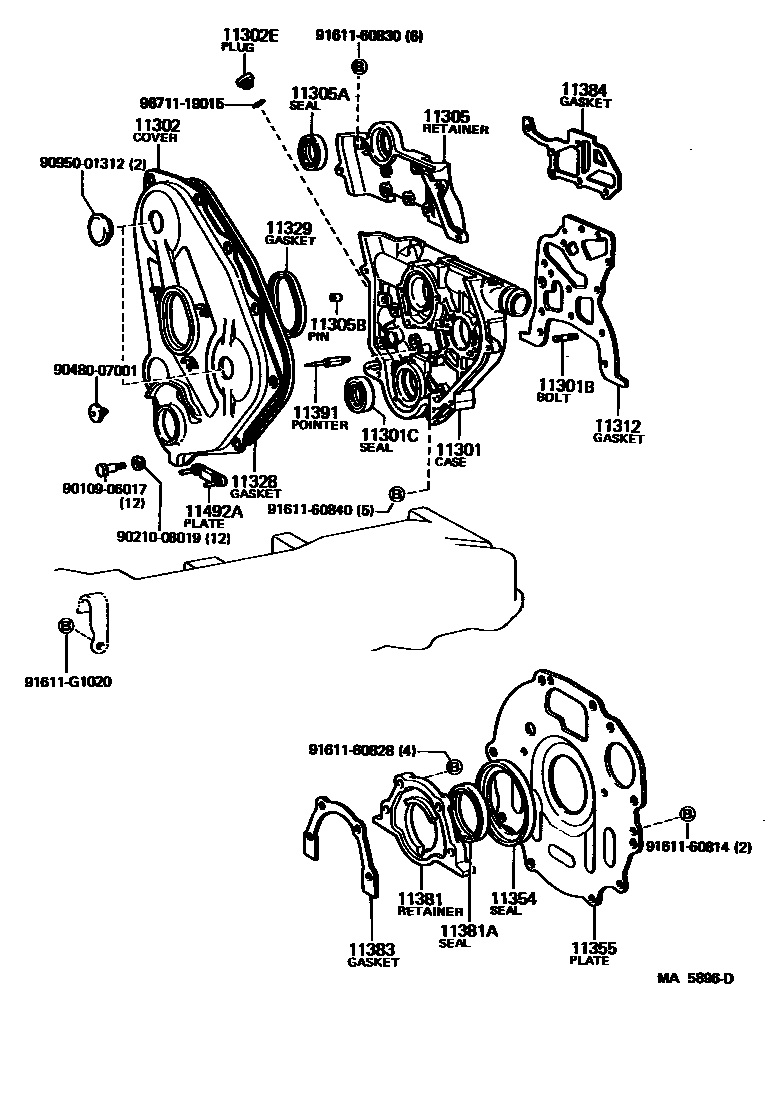 1106 — TIMING GEAR COVER & REAR END PLATE