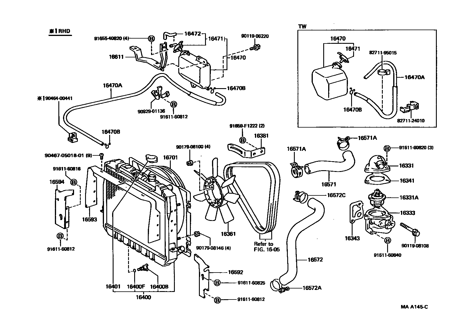 1603 — RADIATOR & WATER OUTLET