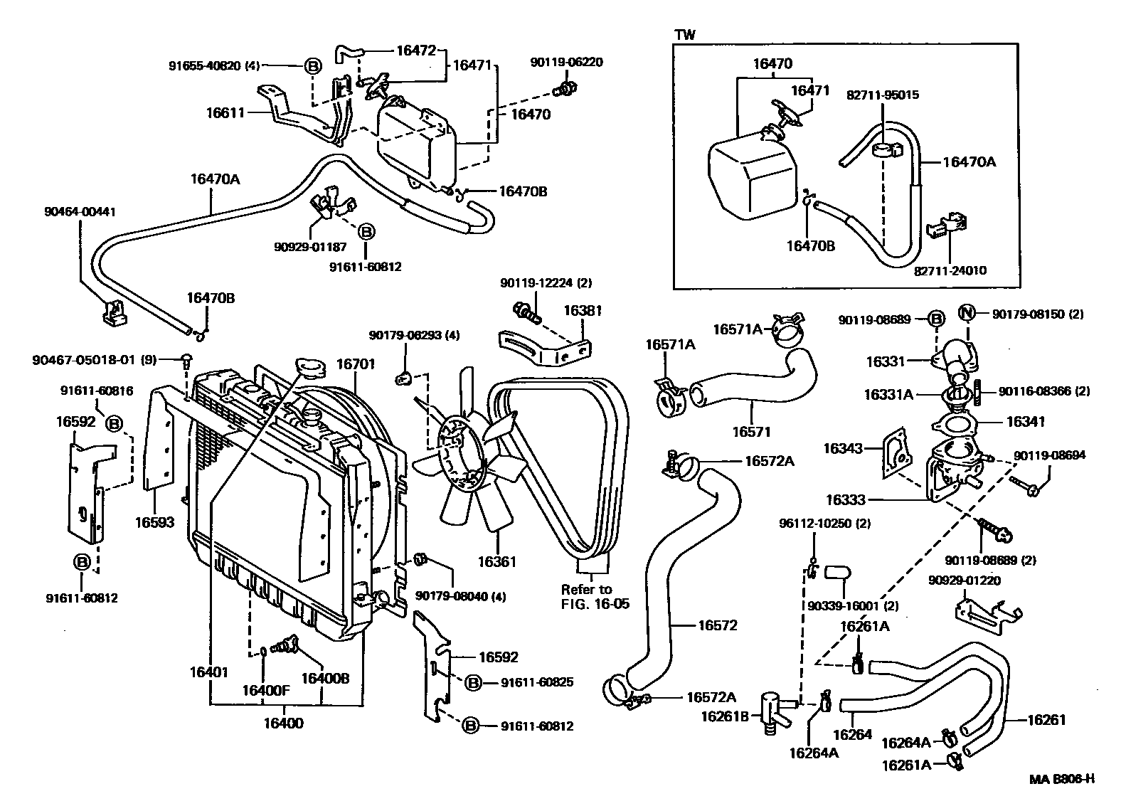 1603 — RADIATOR & WATER OUTLET