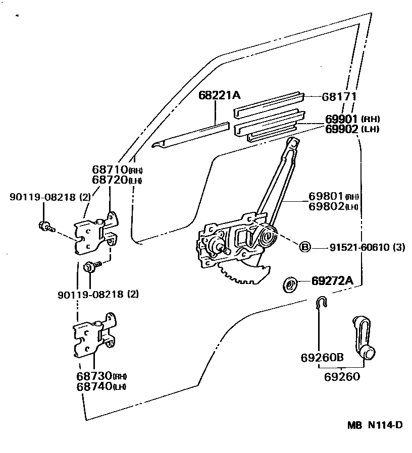 6754 — FRONT DOOR WINDOW REGULATOR & HINGE