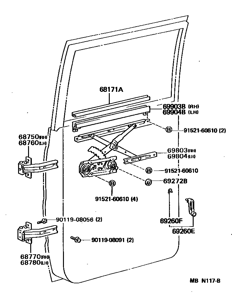 6757 — REAR DOOR WINDOW REGULATOR & HINGE