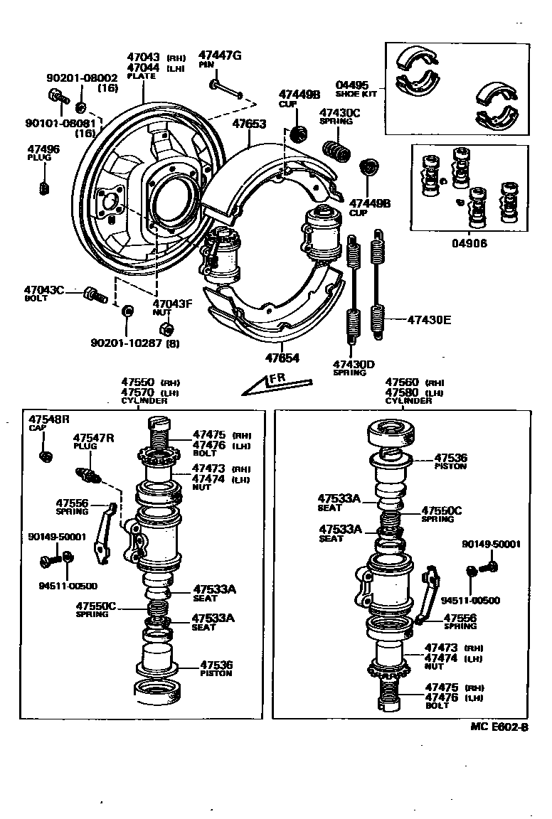 4706 — REAR DRUM BRAKE WHEEL CYLINDER & BACKING PLATE