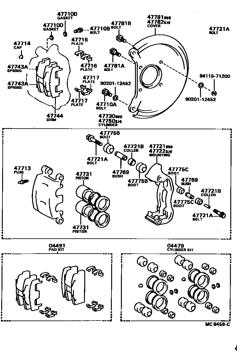 4705 — FRONT DISC BRAKE CALIPER & DUST COVER