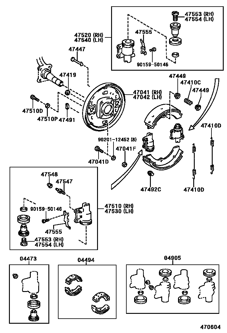 4704 — FRONT DRUM BRAKE WHEEL CYLINDER & BACKING PLATE