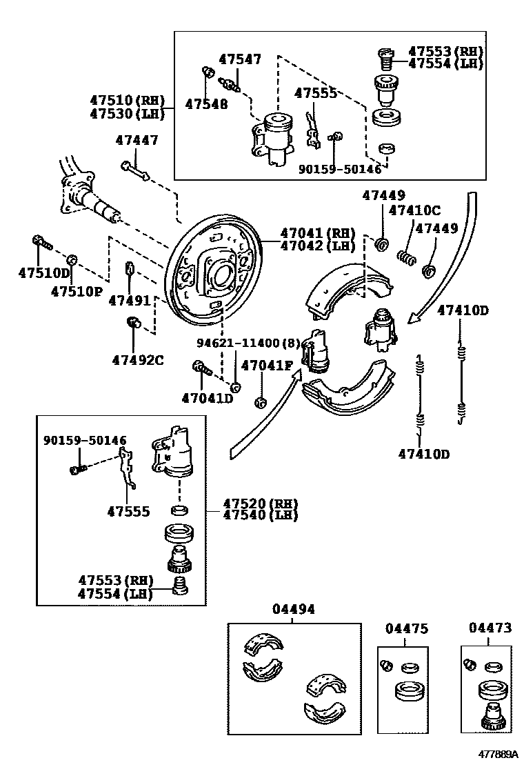 4704 — FRONT DRUM BRAKE WHEEL CYLINDER & BACKING PLATE