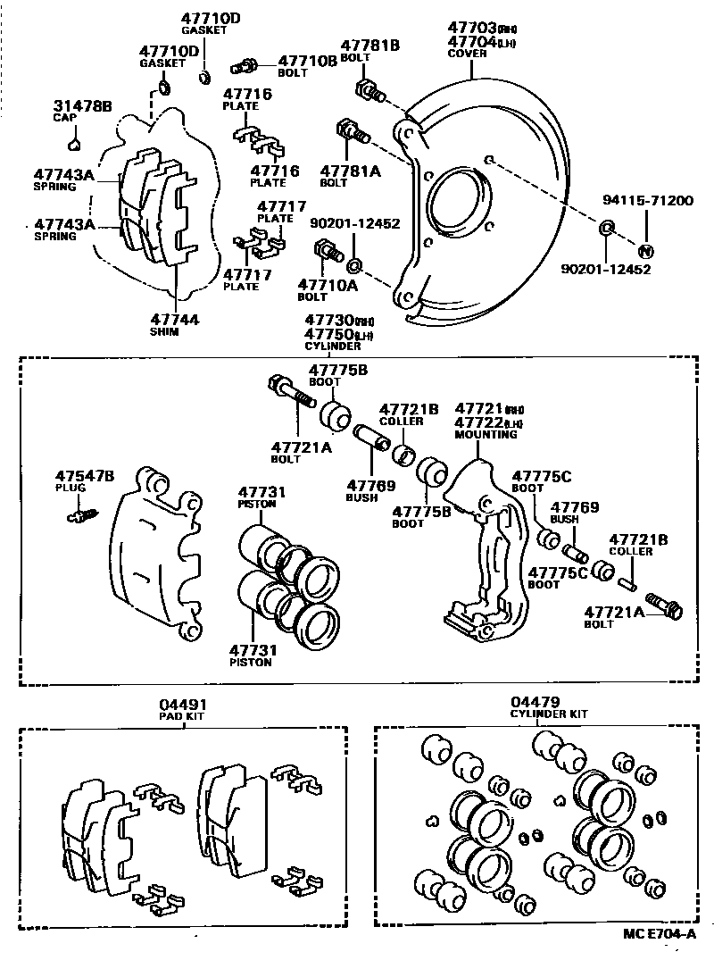 4705 — FRONT DISC BRAKE CALIPER & DUST COVER