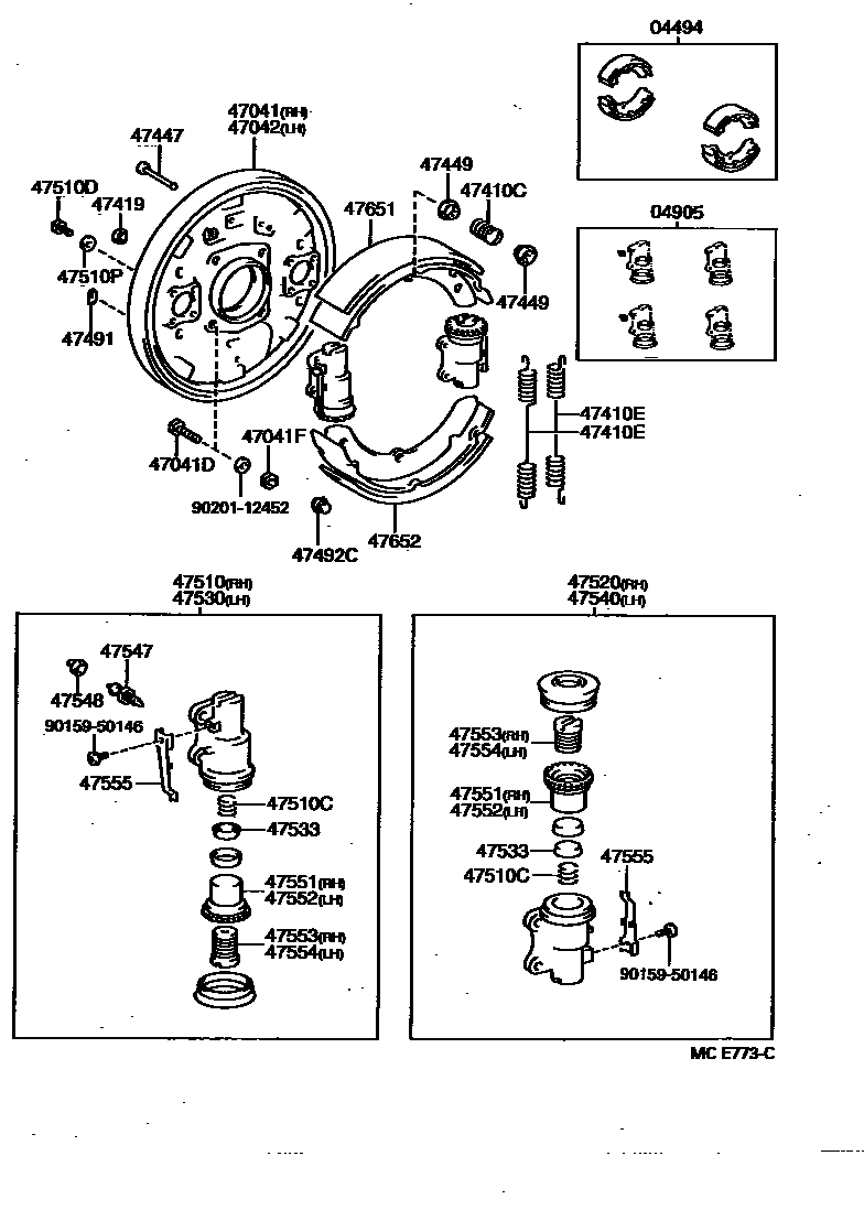 4704 — FRONT DRUM BRAKE WHEEL CYLINDER & BACKING PLATE