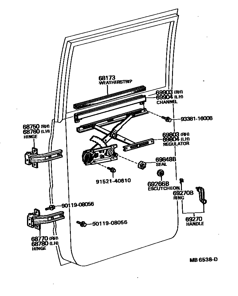 6757 — REAR DOOR WINDOW REGULATOR & HINGE