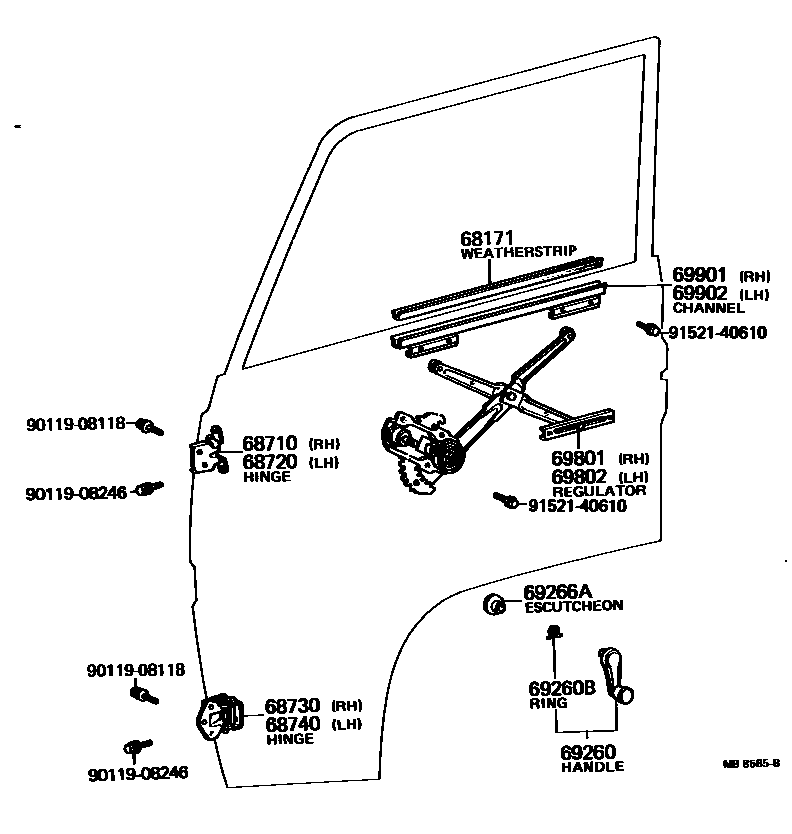 6754 — FRONT DOOR WINDOW REGULATOR & HINGE