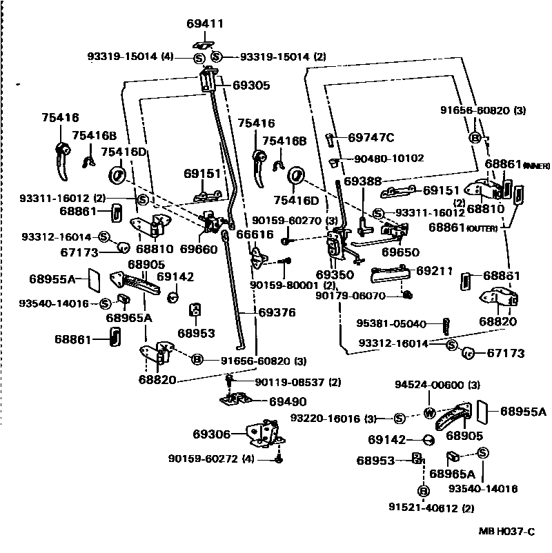 6762 — BACK DOOR LOCK & HINGE