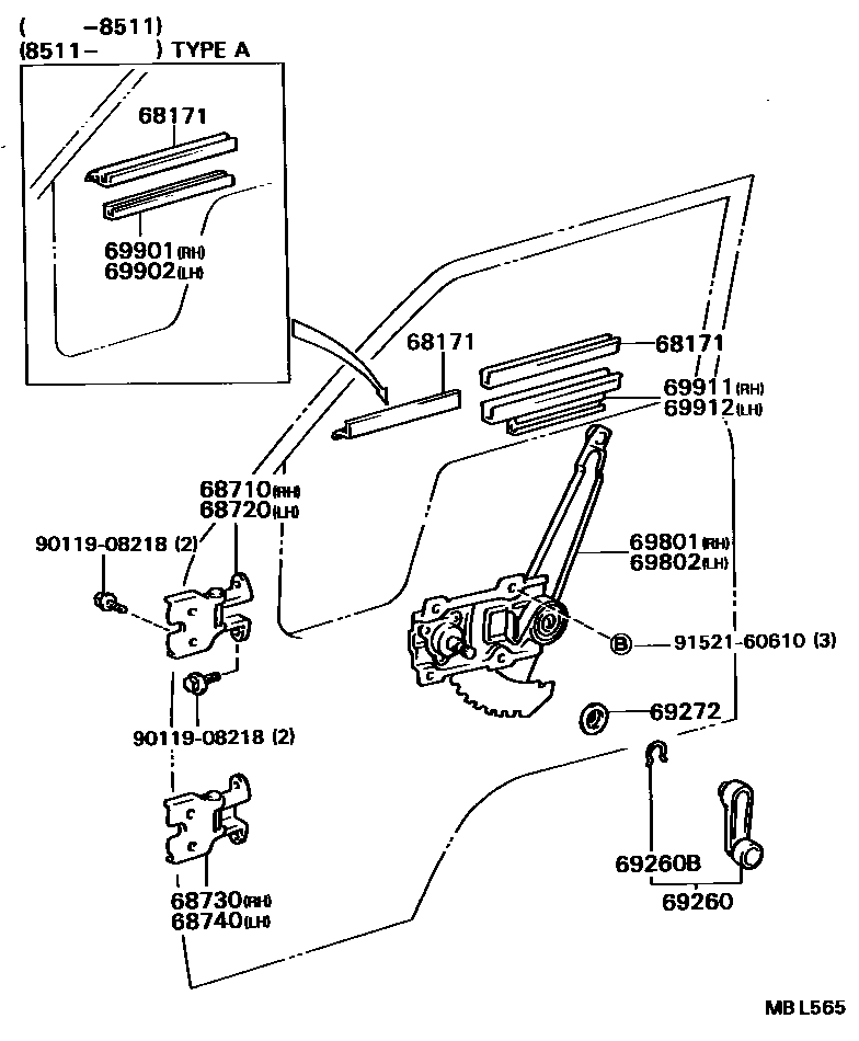6754 — FRONT DOOR WINDOW REGULATOR & HINGE