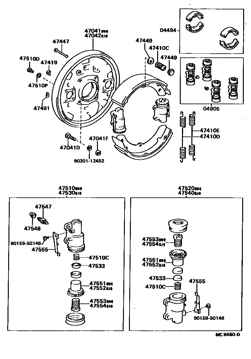 4704 — FRONT DRUM BRAKE WHEEL CYLINDER & BACKING PLATE
