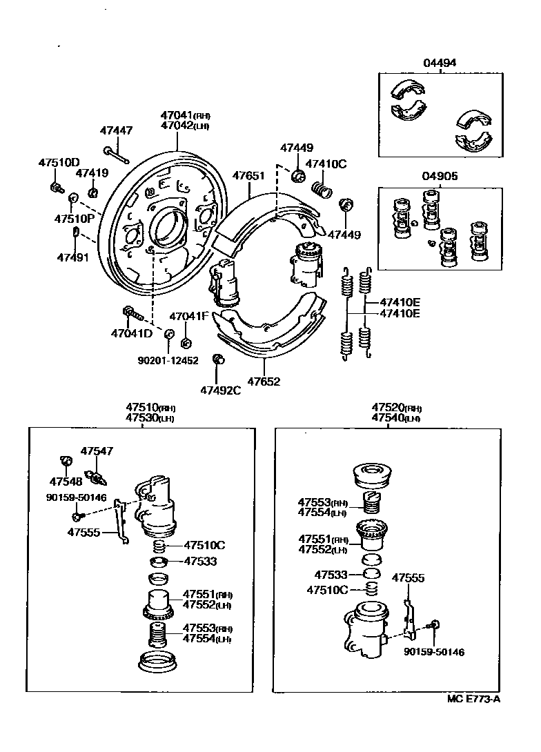 4704 — FRONT DRUM BRAKE WHEEL CYLINDER & BACKING PLATE