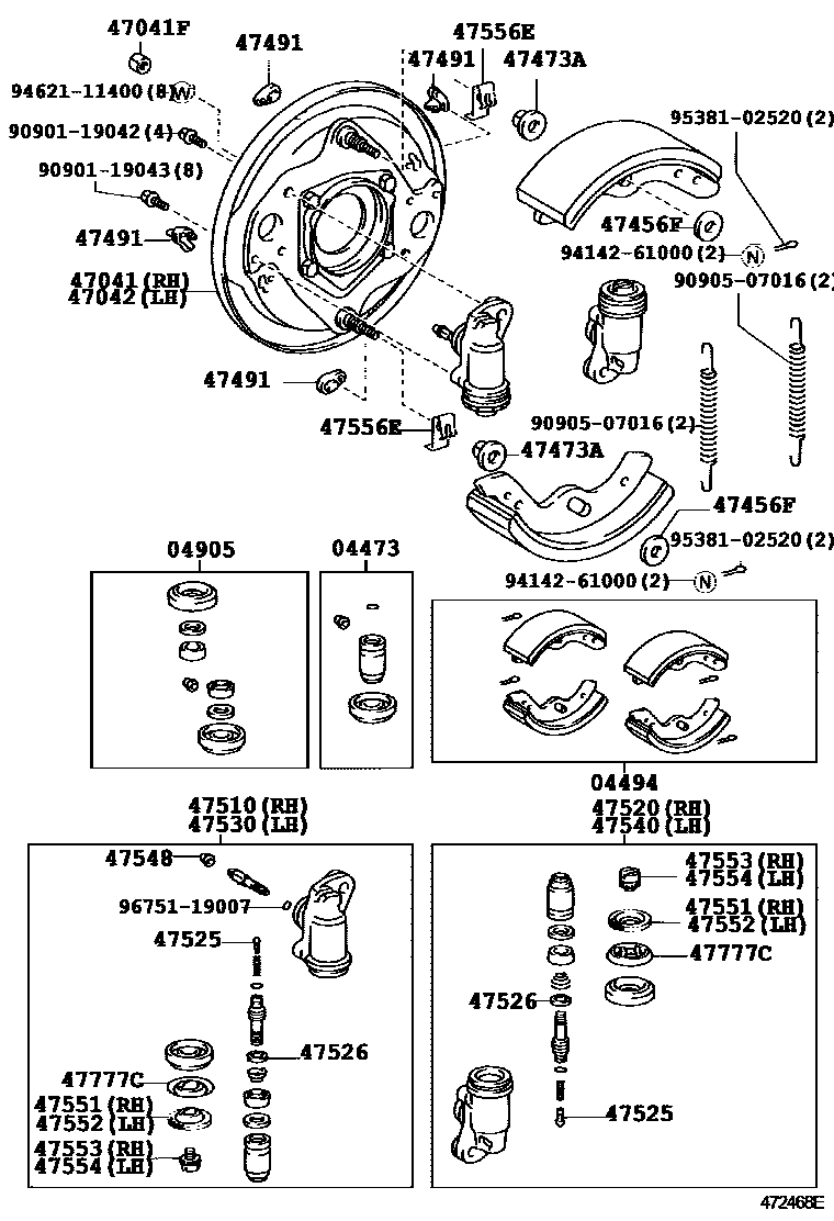4704 — FRONT DRUM BRAKE WHEEL CYLINDER & BACKING PLATE