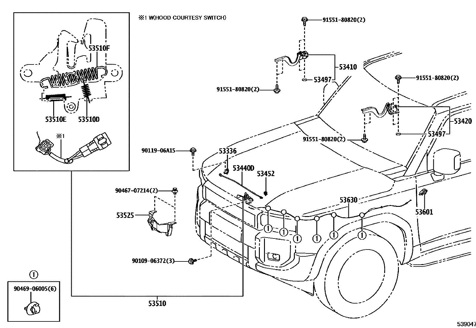 5354 — HOOD LOCK & HINGE