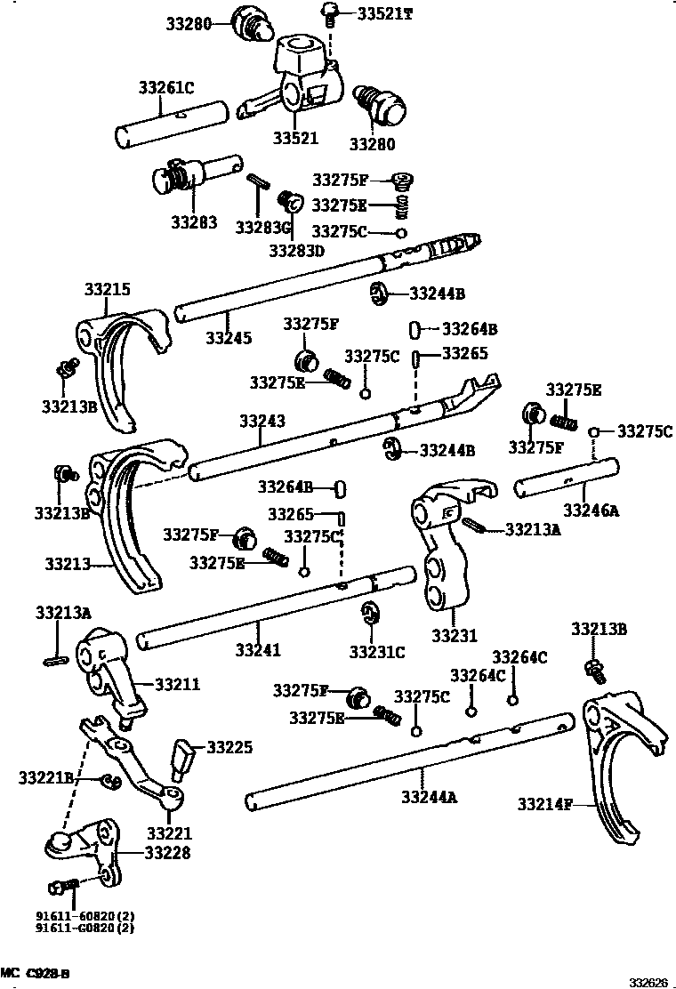 3307 — GEAR SHIFT FORK & LEVER SHAFT (MTM)
