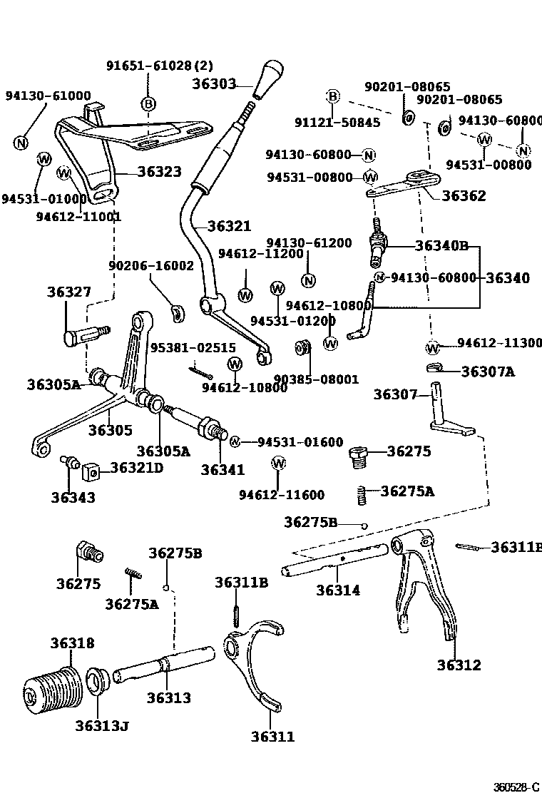 3611 — TRANSFER LEVER & SHIFT ROD