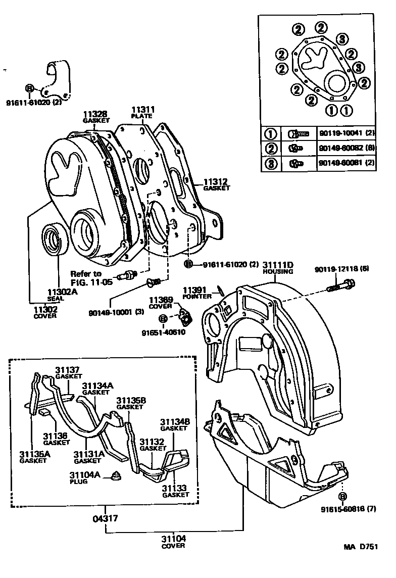 1106 — TIMING GEAR COVER & REAR END PLATE