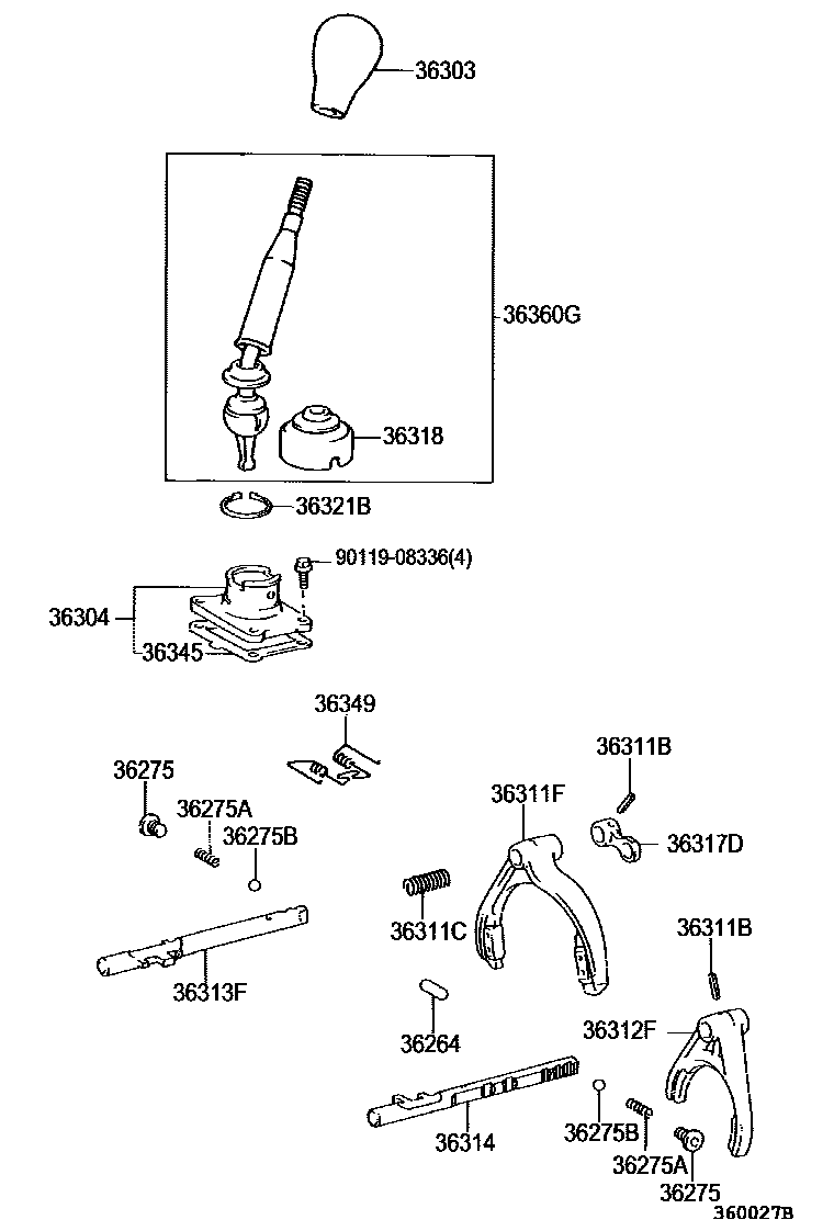 3611 — TRANSFER LEVER & SHIFT ROD