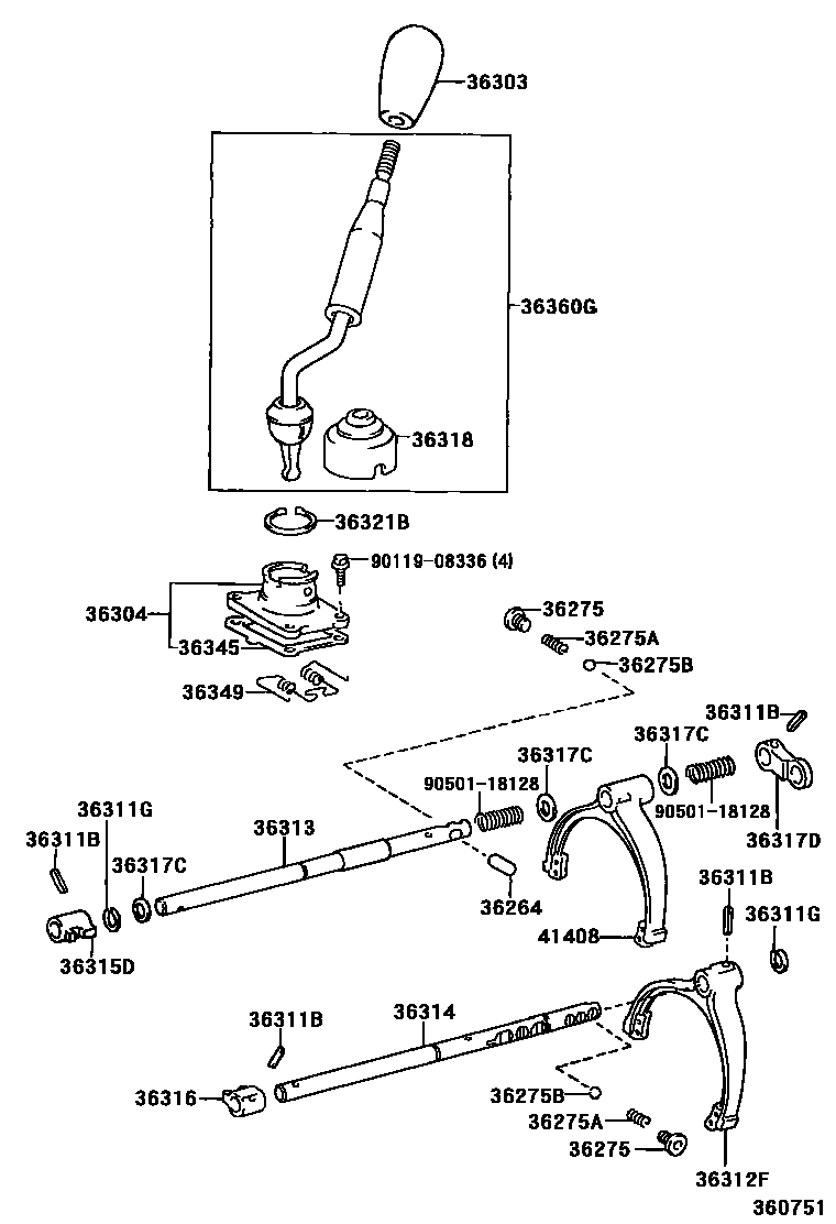 3611 — TRANSFER LEVER & SHIFT ROD