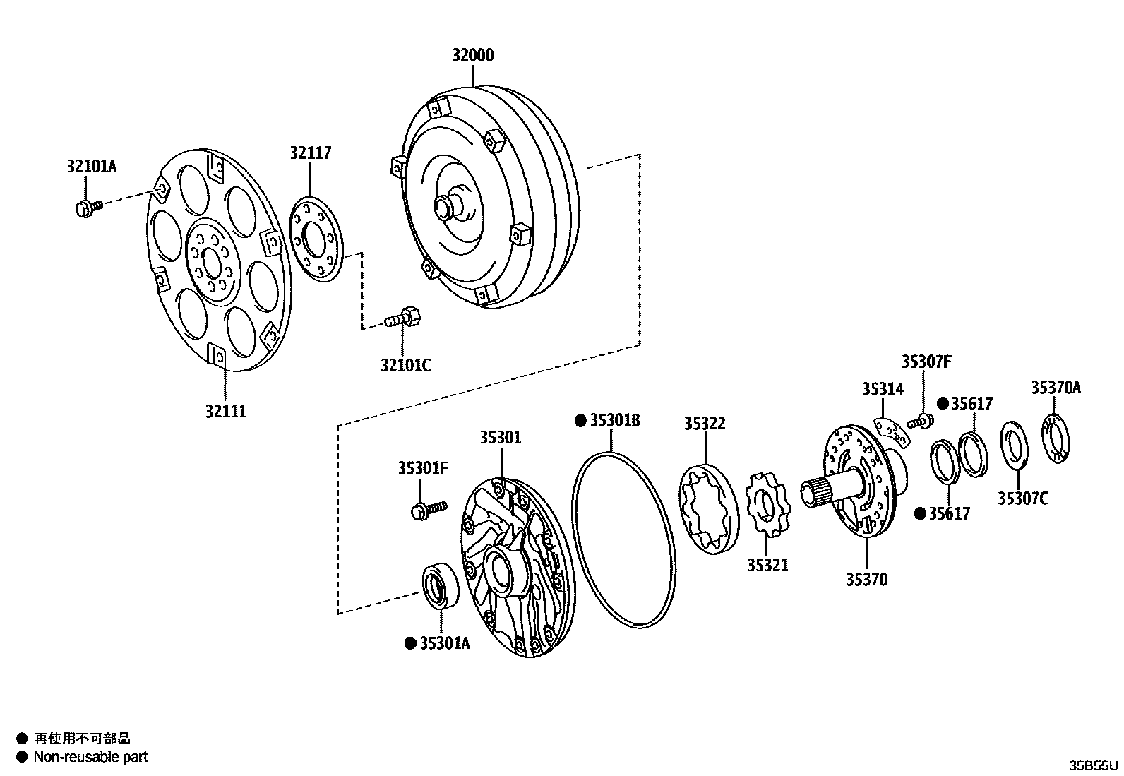 3502 — TORQUE CONVERTER, FRONT OIL PUMP & CHAIN (ATM)