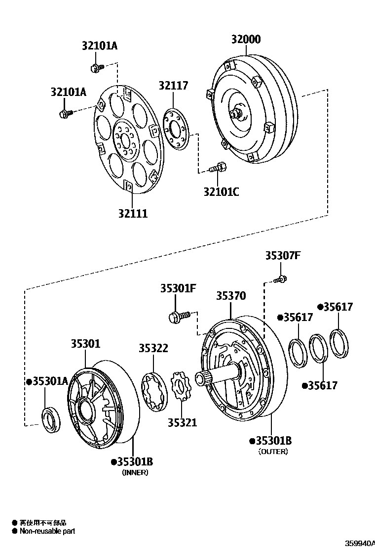 3502 — TORQUE CONVERTER, FRONT OIL PUMP & CHAIN (ATM)