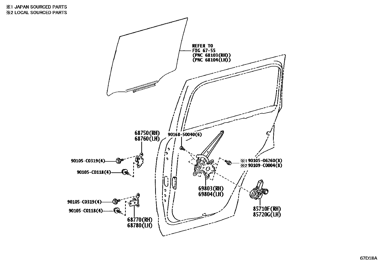 6757 — REAR DOOR WINDOW REGULATOR & HINGE