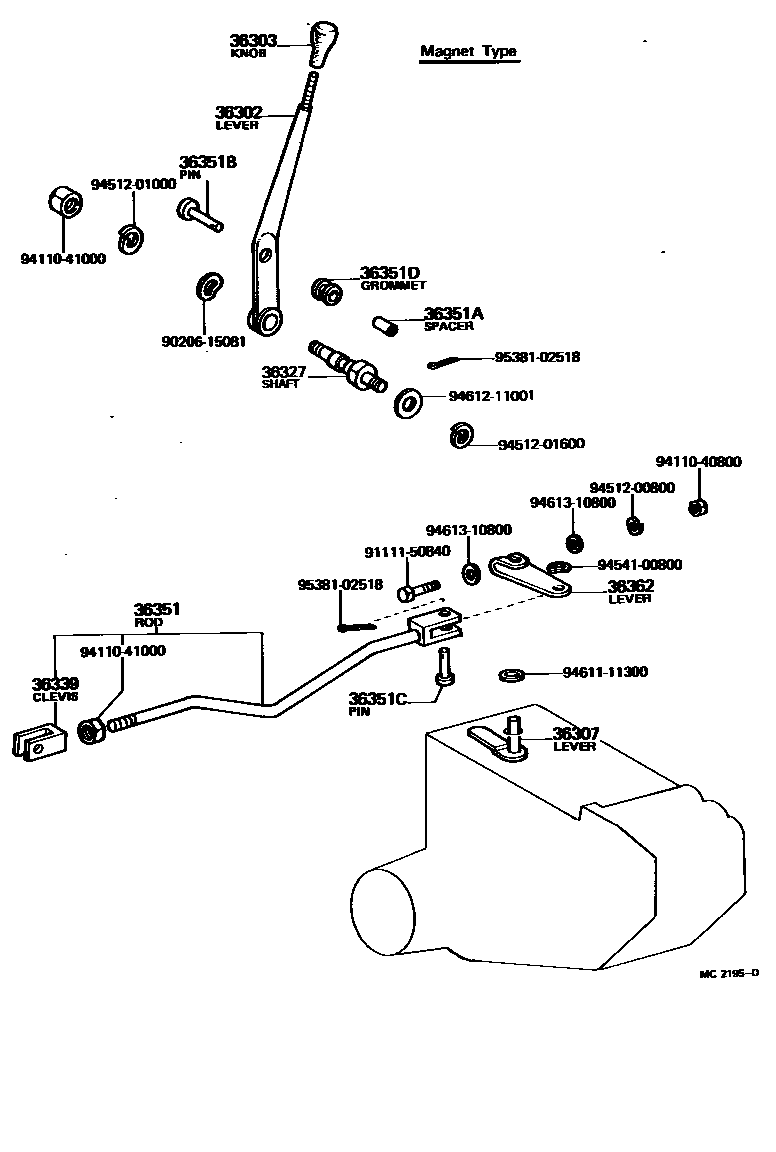 3611 — TRANSFER LEVER & SHIFT ROD