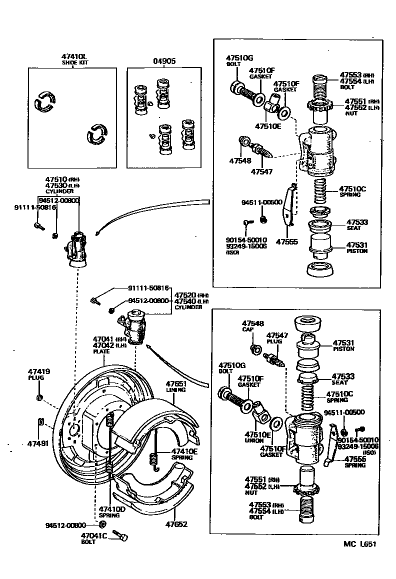 4704 — FRONT DRUM BRAKE WHEEL CYLINDER & BACKING PLATE