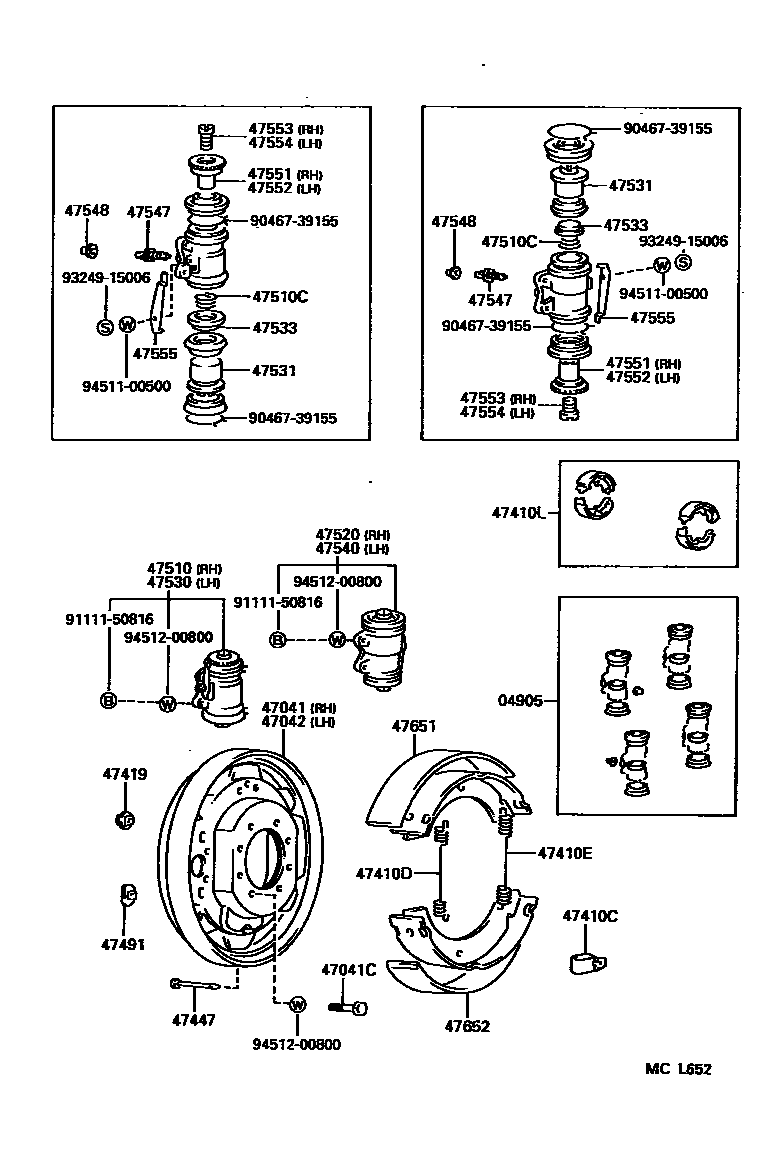 4704 — FRONT DRUM BRAKE WHEEL CYLINDER & BACKING PLATE