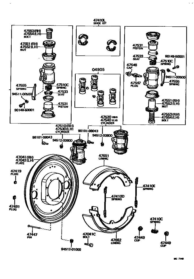 4704 — FRONT DRUM BRAKE WHEEL CYLINDER & BACKING PLATE