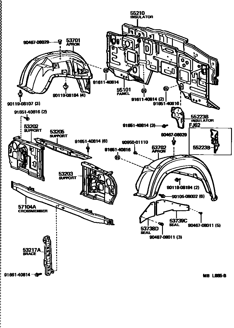 5355 — FRONT FENDER APRON & DASH PANEL
