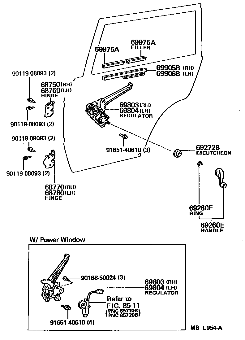 6757 — REAR DOOR WINDOW REGULATOR & HINGE