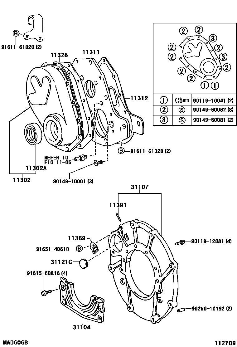 1106 — TIMING GEAR COVER & REAR END PLATE