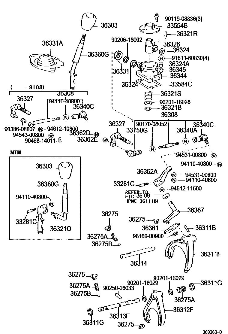 3611 — TRANSFER LEVER & SHIFT ROD