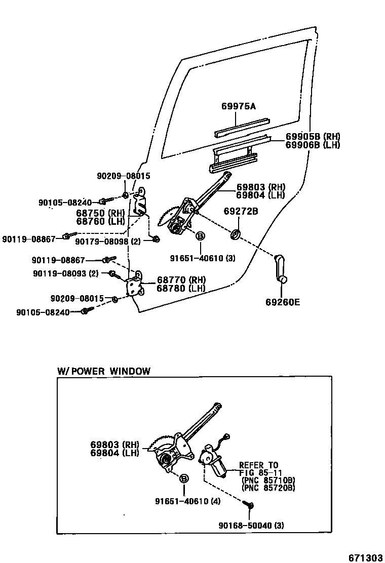 6757 — REAR DOOR WINDOW REGULATOR & HINGE