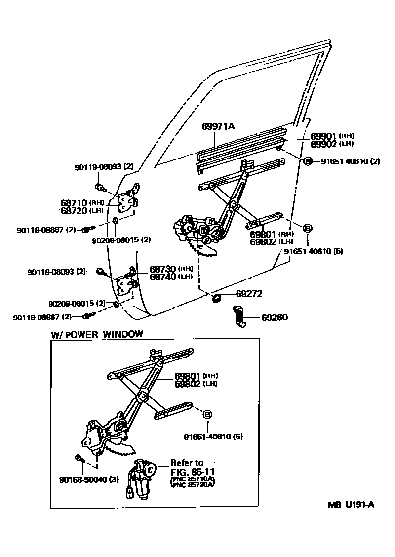 6754 — FRONT DOOR WINDOW REGULATOR & HINGE