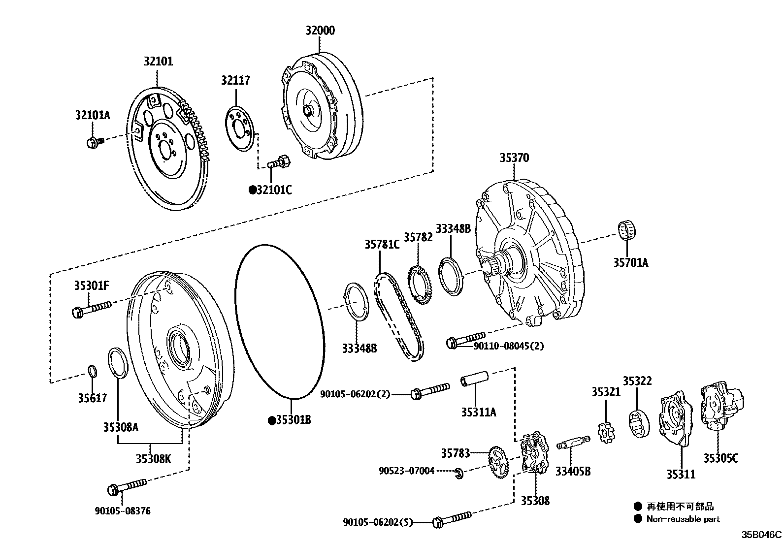 3502 — TORQUE CONVERTER, FRONT OIL PUMP & CHAIN (ATM)